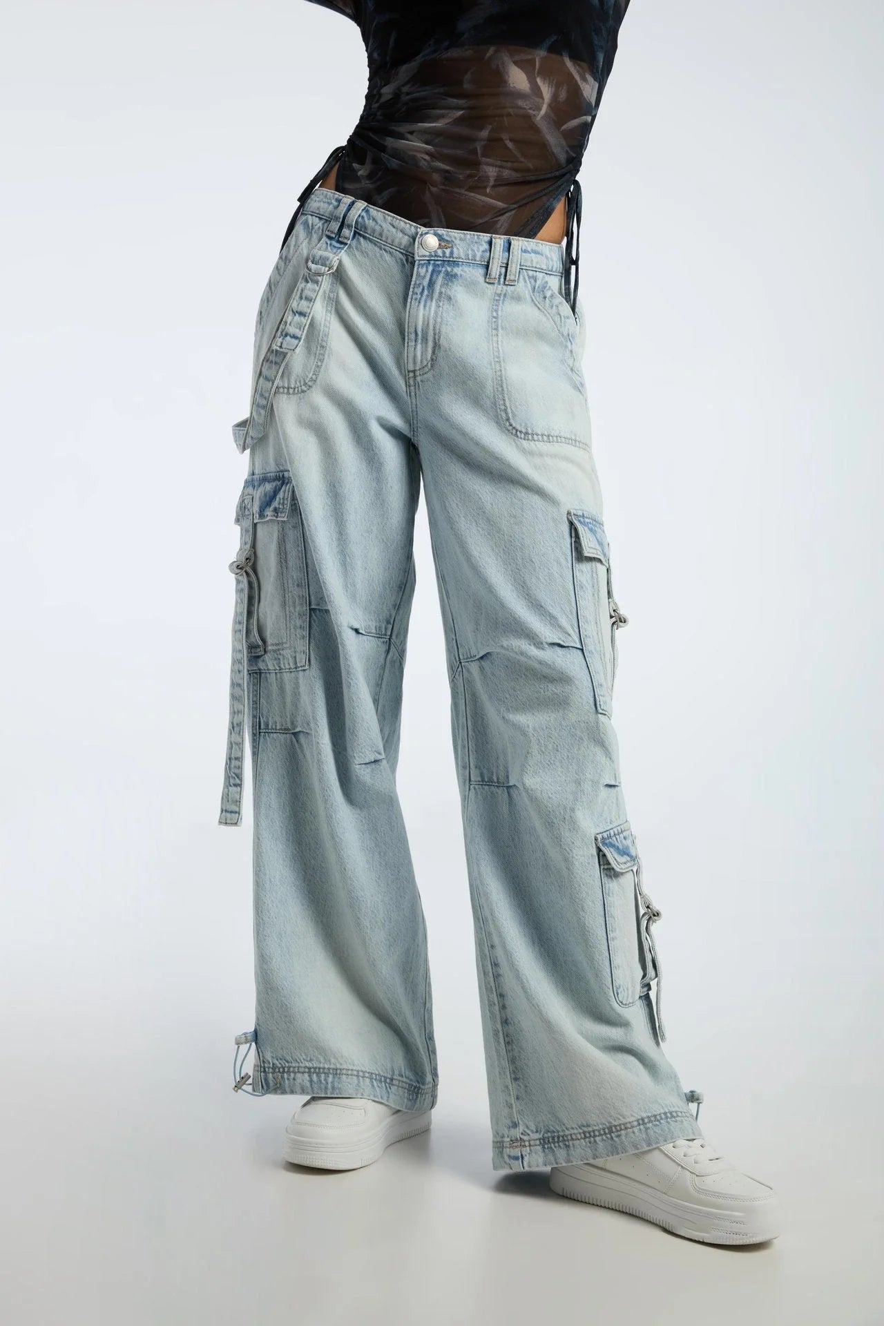 FB Unisex Premium Multipocket denim cargo Light blue