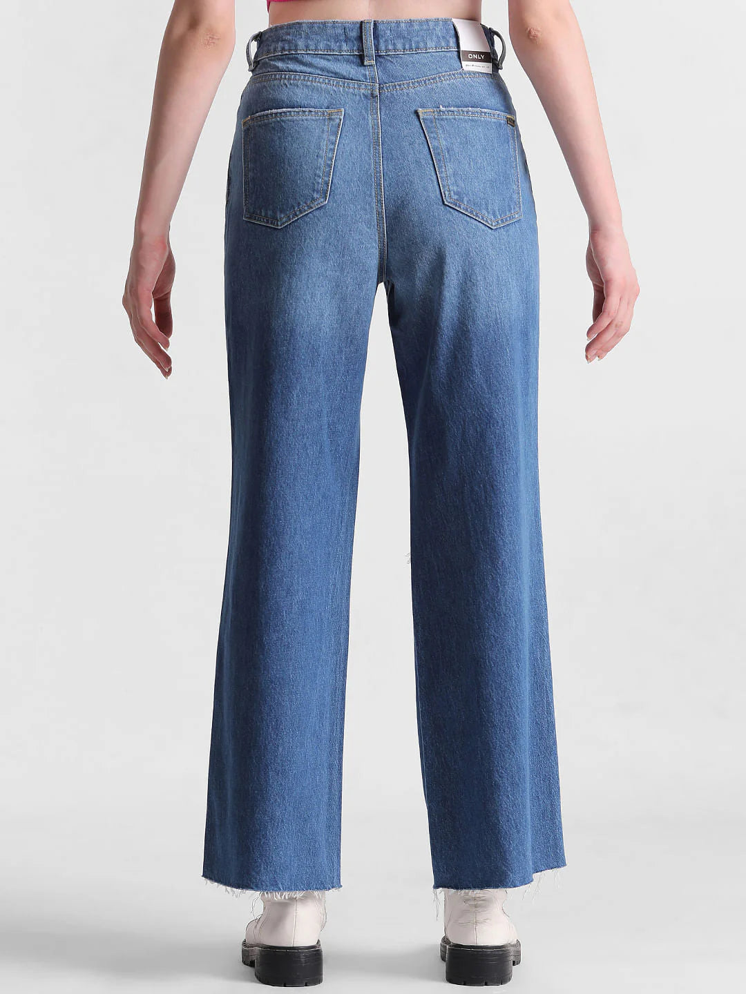 ON-LY High Rise Distressed Bootcut Jeans