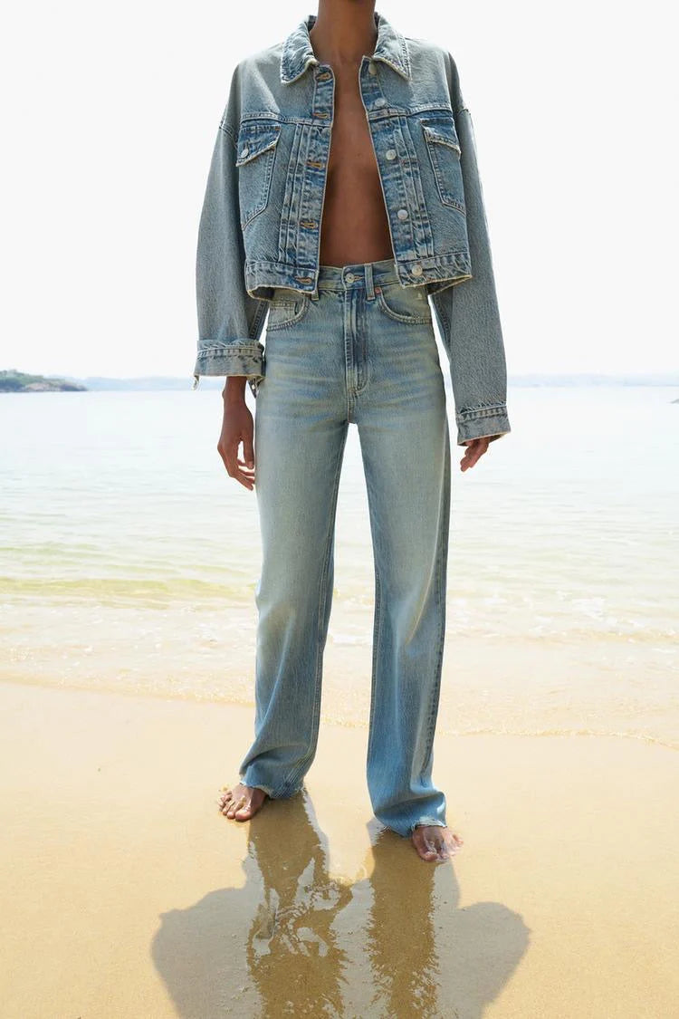 Za-Ra Highwaist Ripped straight fit jeans