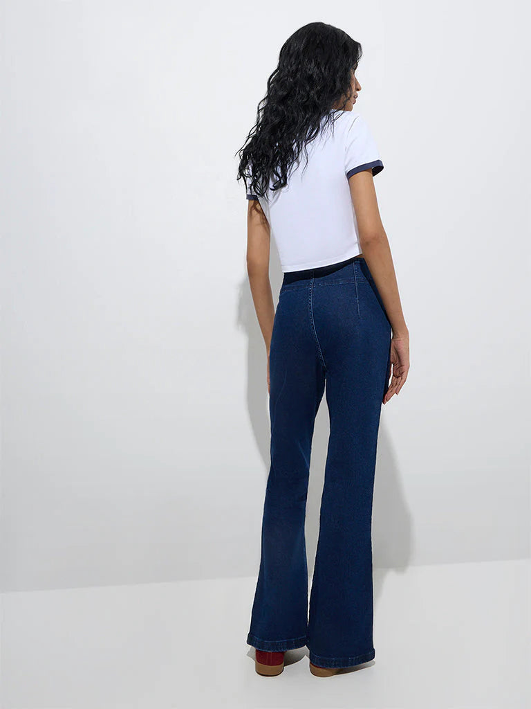 H-&M Nuon Dark Blue Mid-Rise Bootcut Jeans