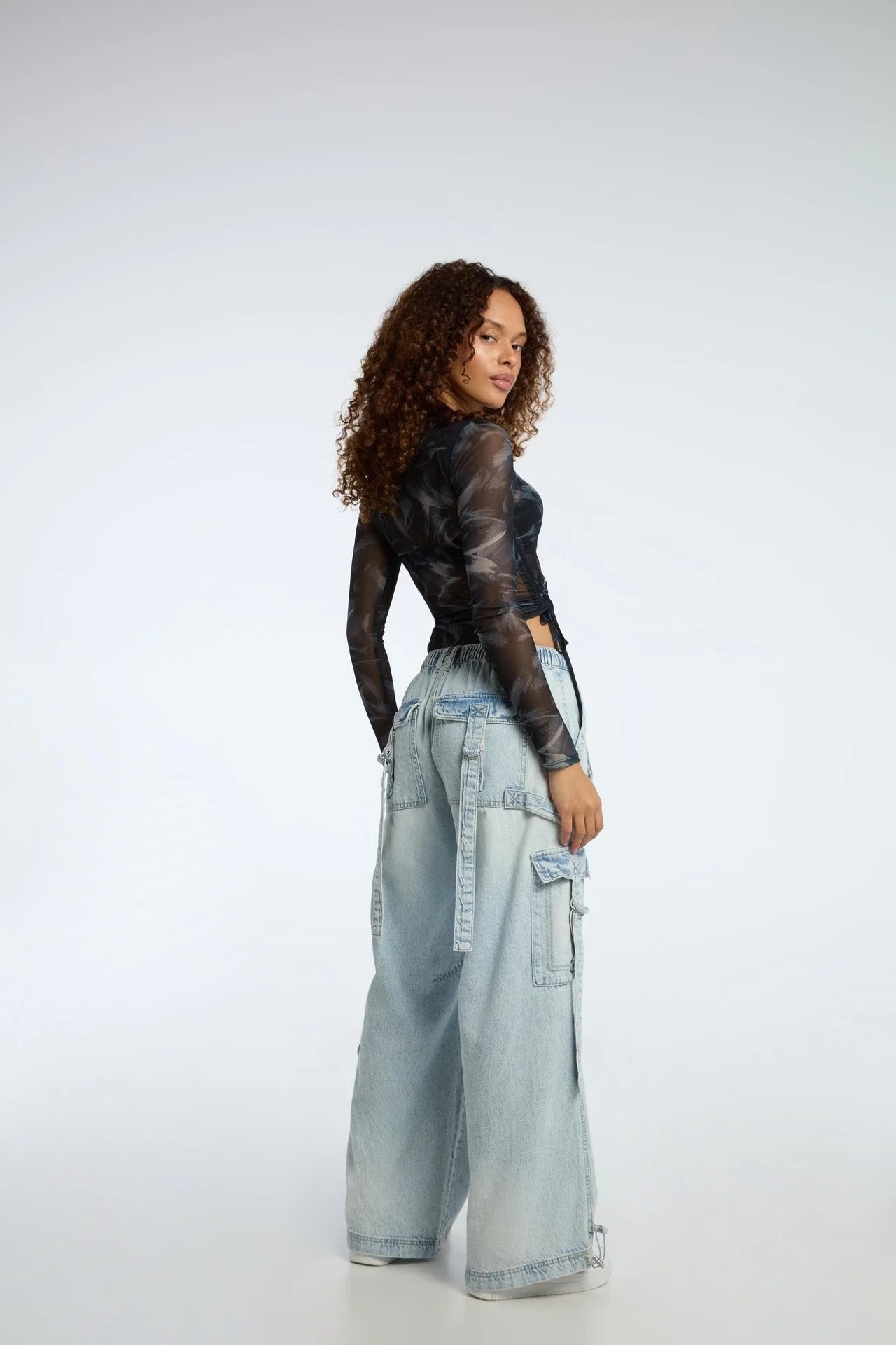 FB Unisex Premium Multipocket denim cargo Light blue