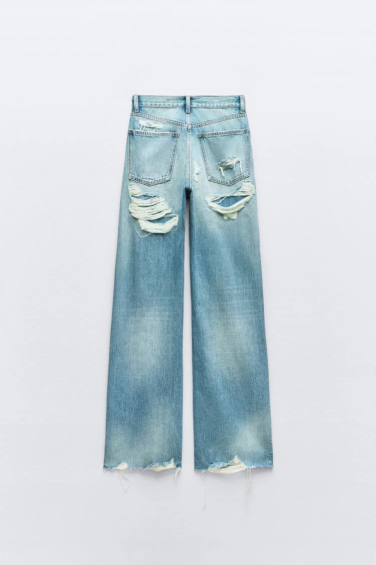 Za-Ra Highwaist Ripped straight fit jeans