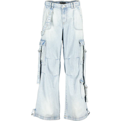 FB Unisex Premium Multipocket denim cargo Light blue
