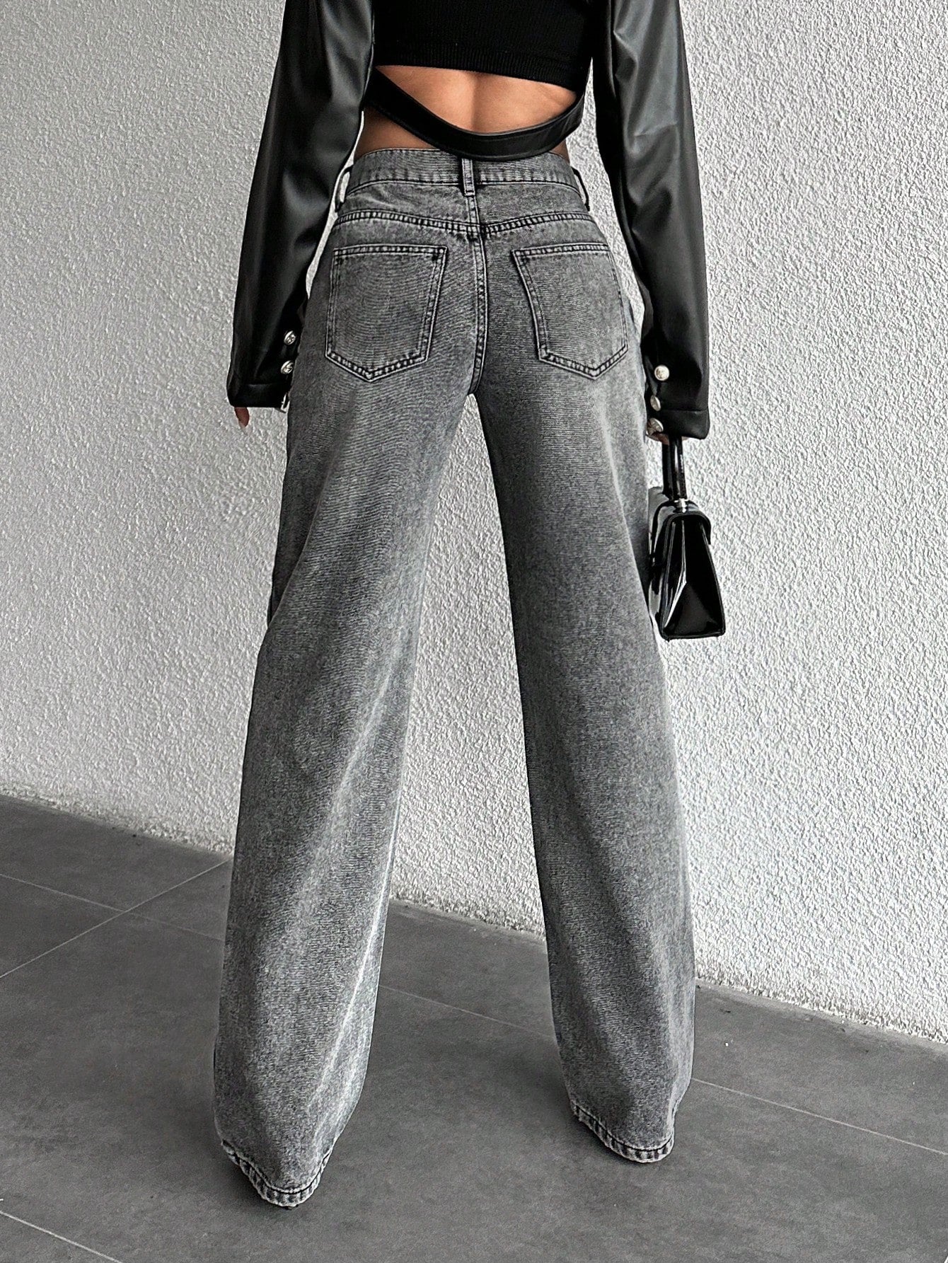 ZA-RA Basic Light Grey Wash Straight Leg Jeans