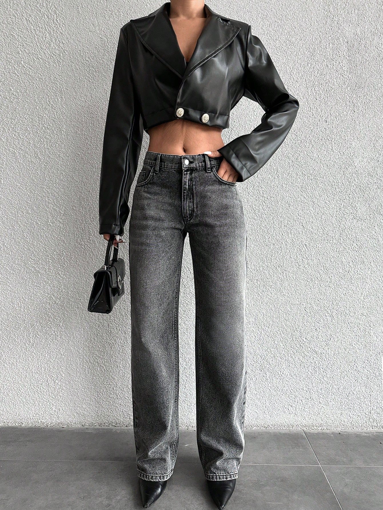 ZA-RA Basic Light Grey Wash Straight Leg Jeans