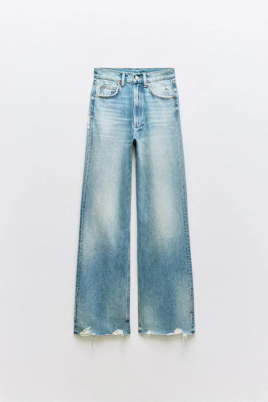 Za-Ra Highwaist Ripped straight fit jeans