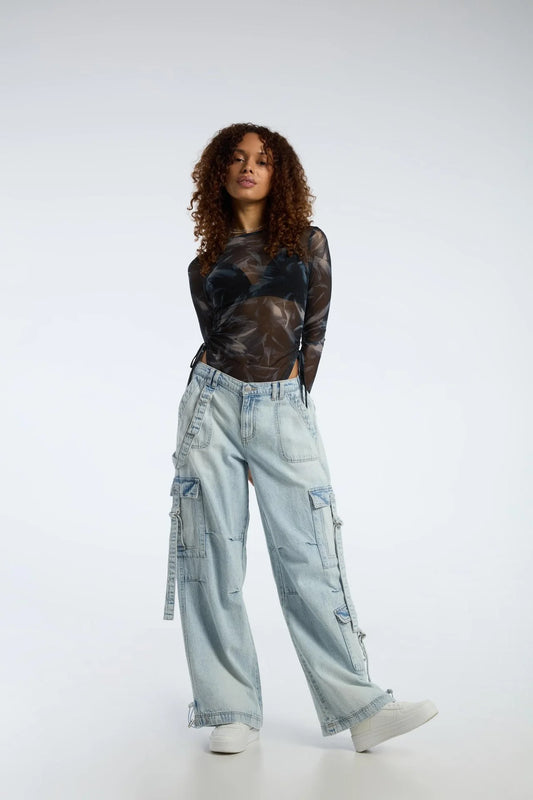 FB Unisex Premium Multipocket denim cargo Light blue