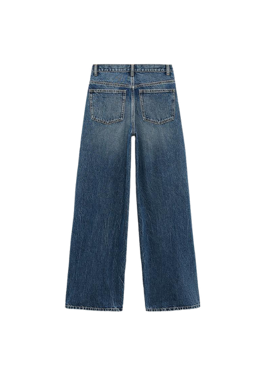 Z_ar_a  HIGH-WAIST WIDE LEG CROSSOVER JEANS